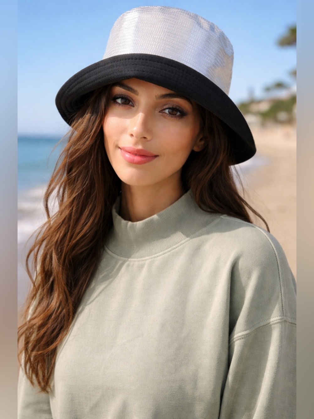 🌟☀️🌺 Fun Silver and Black Metallic Bucket Hat❤️